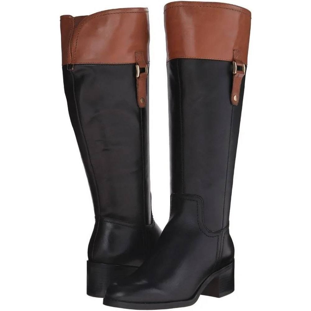 Franco Sarto Lizbeth Leather Riding Boots Womens 8M Brown Black Tall Zip